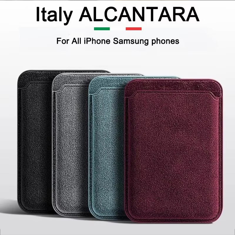 Luxury iPhone Magnetic Microfiber Wallet Case, MagSafe-Compatible Card Holder with Soft-Touch Fabric Finish & Slim Profile
