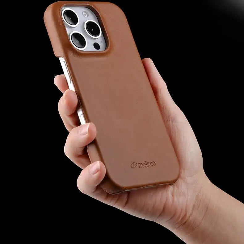 Luxury iPhone Magnetic Oil Wax Leather Case — Handmade Genuine Leather Cover with MagSafe, Slim Shockproof Design, Anti-Fingerprint Scratch-Resistant Finish