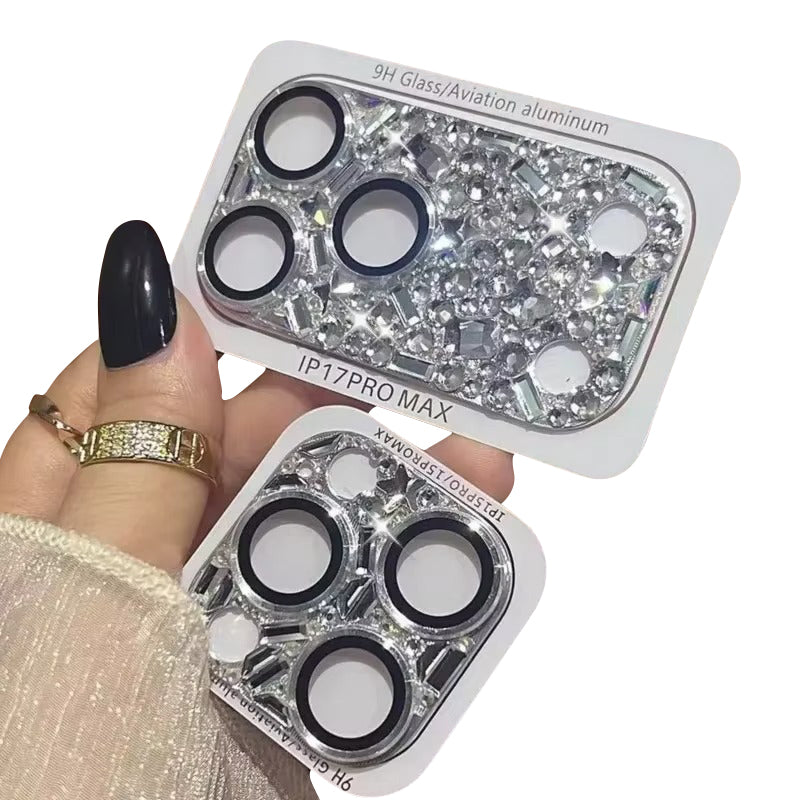 Luxury iPhone Rhinestone Camera Lens Film, Handmade Crystal Decorative Protector with Full Coverage, Scratch Resistance & Glam Finish