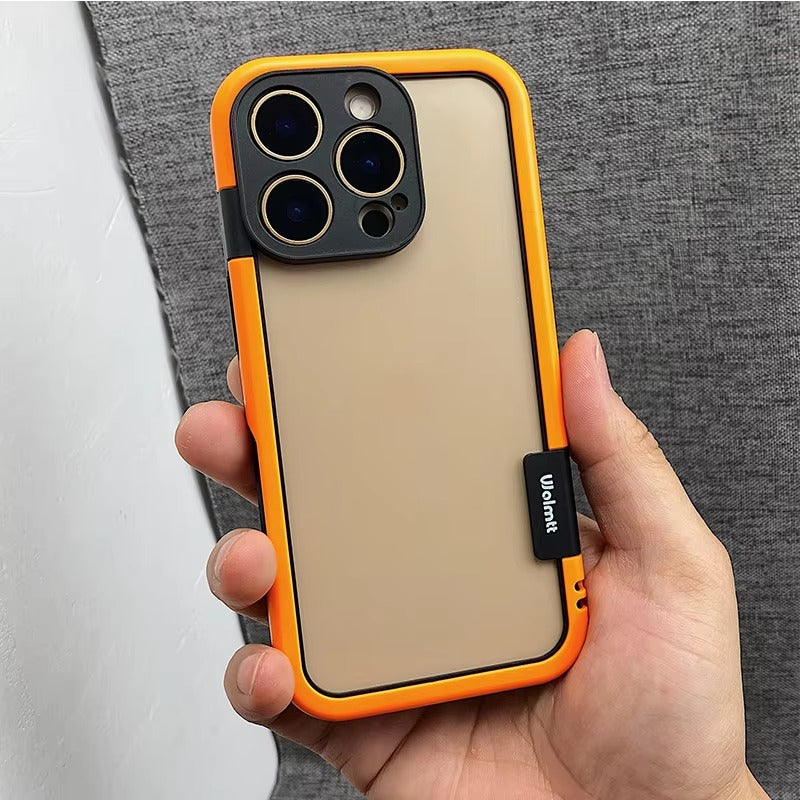 Luxury iPhone Solid Color Silicone Bumper Case — Camera Lens Protection, Shockproof Soft Edge Design with Stylish Color Collision Frame
