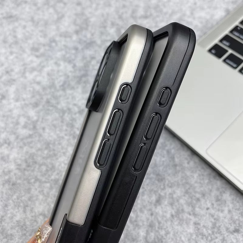 Luxury iPhone Solid Color Silicone Bumper Case — Camera Lens Protection, Shockproof Soft Edge Design with Stylish Color Collision Frame