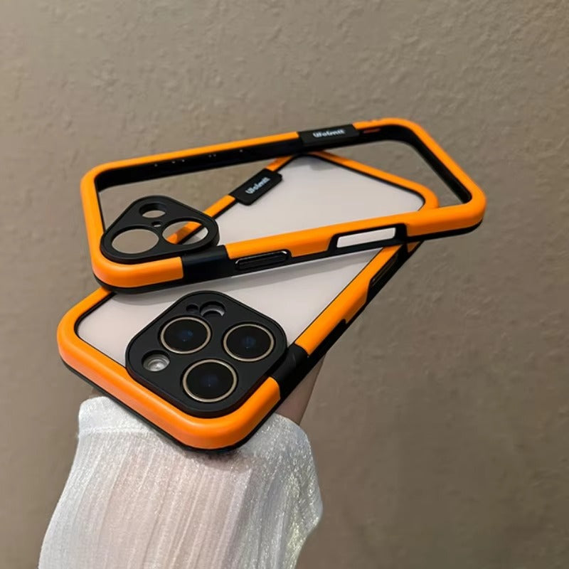 Luxury iPhone Solid Color Silicone Bumper Case — Camera Lens Protection, Shockproof Soft Edge Design with Stylish Color Collision Frame