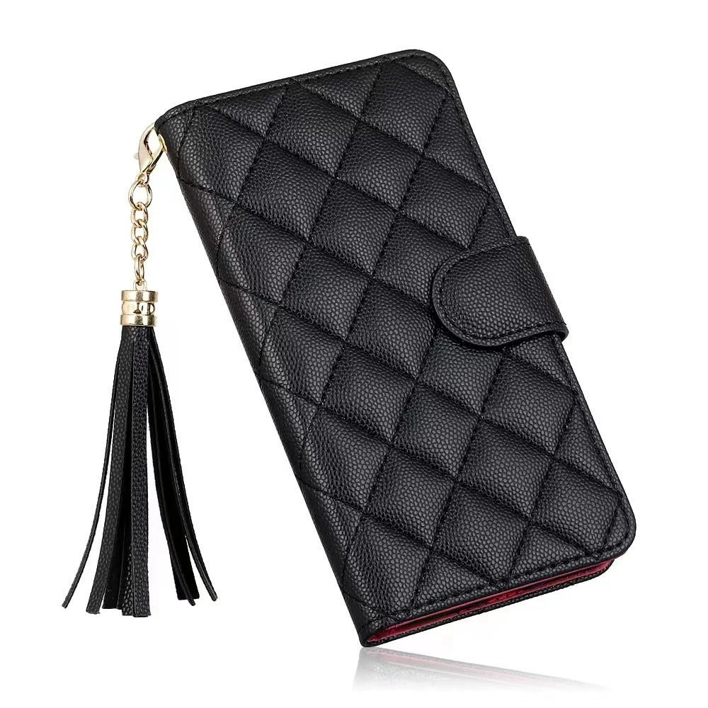 Luxury iPhone Wallet Flip Leather Case — Card Holder Slot, Cute Stylish Design, Stand Function, Full Body Protection, Lightweight Non-Slip Dustproof Cover