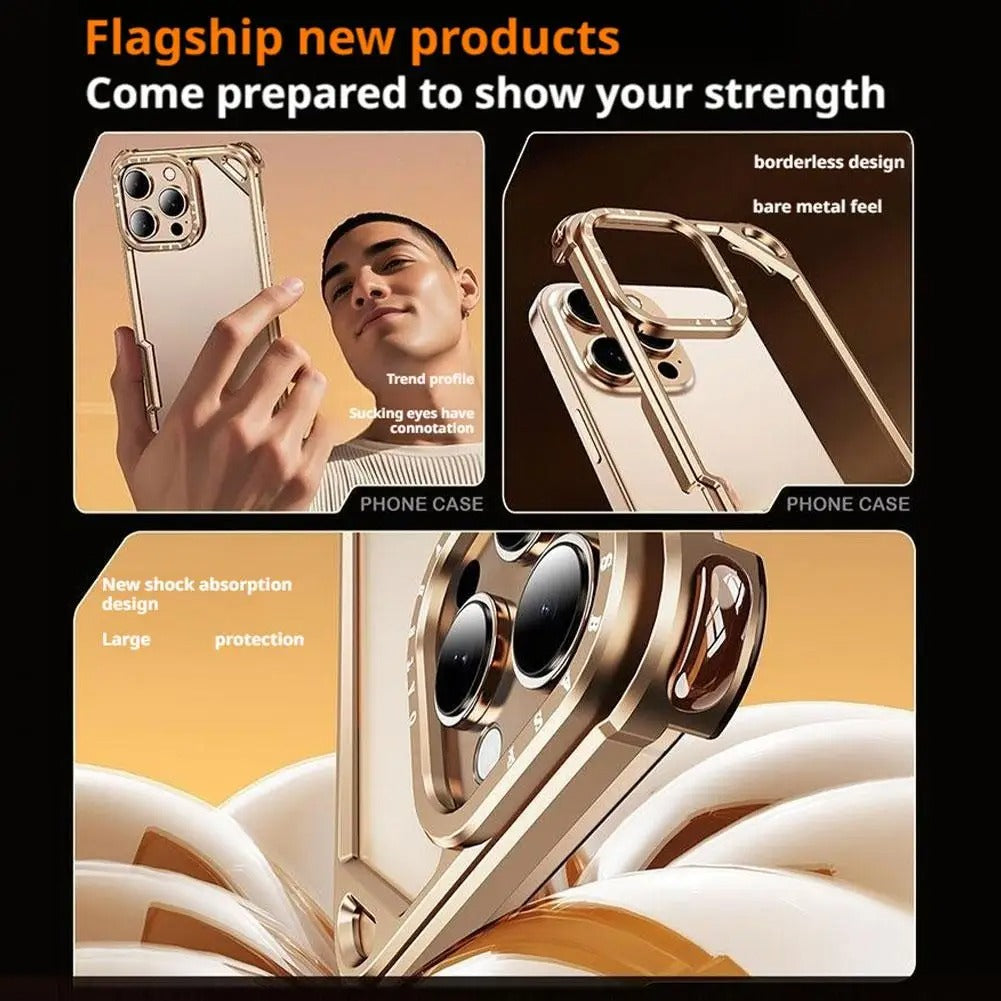 Minimalist iPhone Case — Ultra-Thin Aluminum Alloy Cover with Shockproof Protection and Wireless-Charging Support