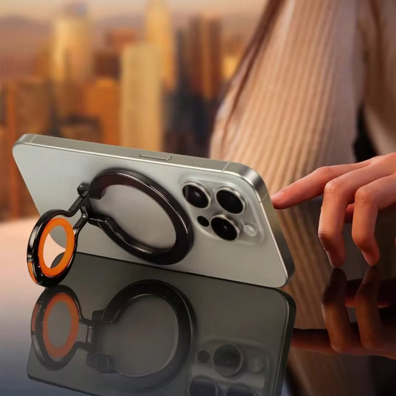 Minimalist iPhone Magnetic Finger Ring Holder, Slim MagSafe Phone Grip Stand with Secure Hold & Smooth Rotation