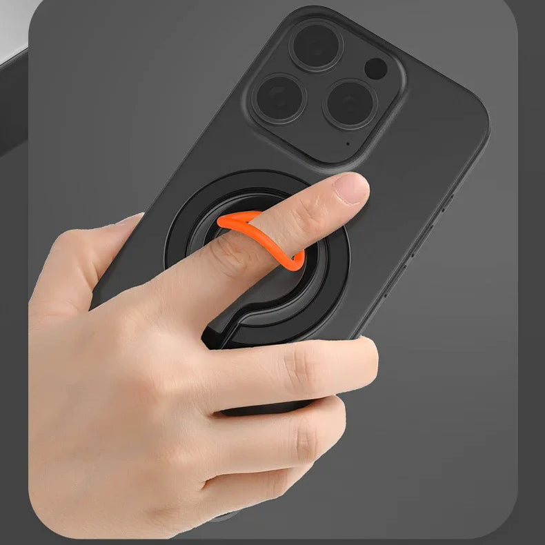 Minimalist iPhone Magnetic Finger Ring Holder, Slim MagSafe Phone Grip Stand with Secure Hold & Smooth Rotation