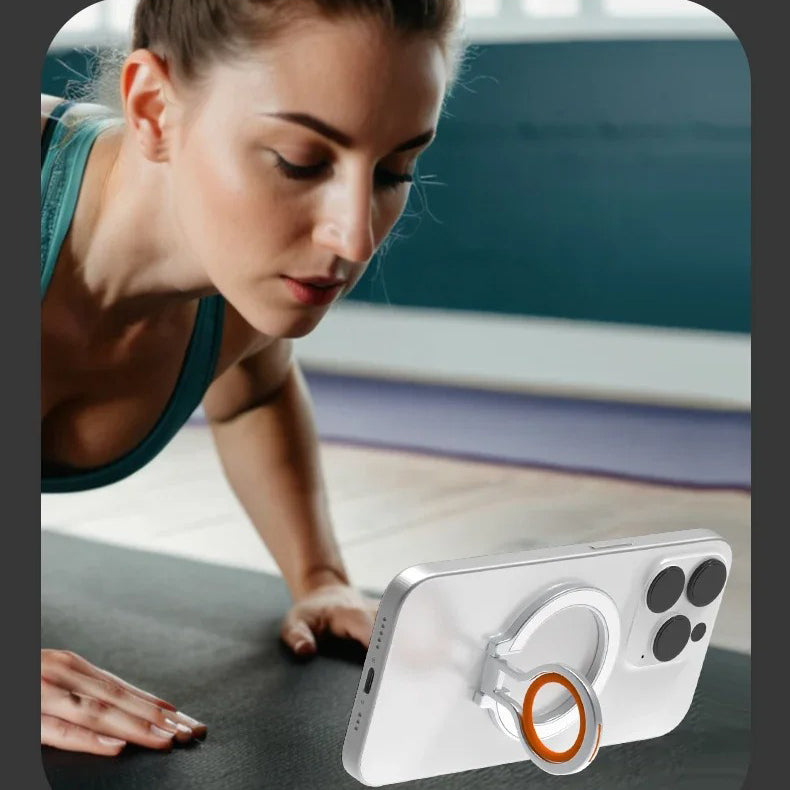 Minimalist iPhone Magnetic Finger Ring Holder, Slim MagSafe Phone Grip Stand with Secure Hold & Smooth Rotation