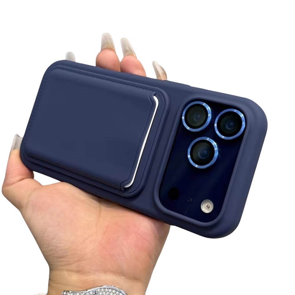 Minimalist iPhone Magnetic Silicone Wallet Case, MagSafe-Compatible Card Holder with Matte Anti-Fingerprint Finish & Shock Protection