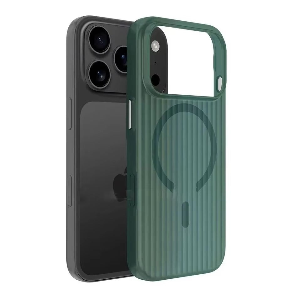 Premium iPhone Case — Frosted Shockproof Translucent Luggage Pattern Armor Cover with Raised Protection and Anti-Slip Grip
