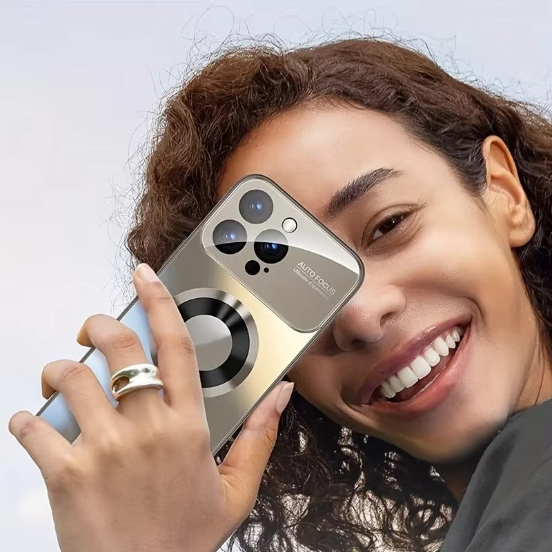 Premium MagSafe Compatible Shockproof iPhone Case with Glass Camera Lens Protection, Magnetic Wireless Charging, Slim Anti-Fingerprint Cover