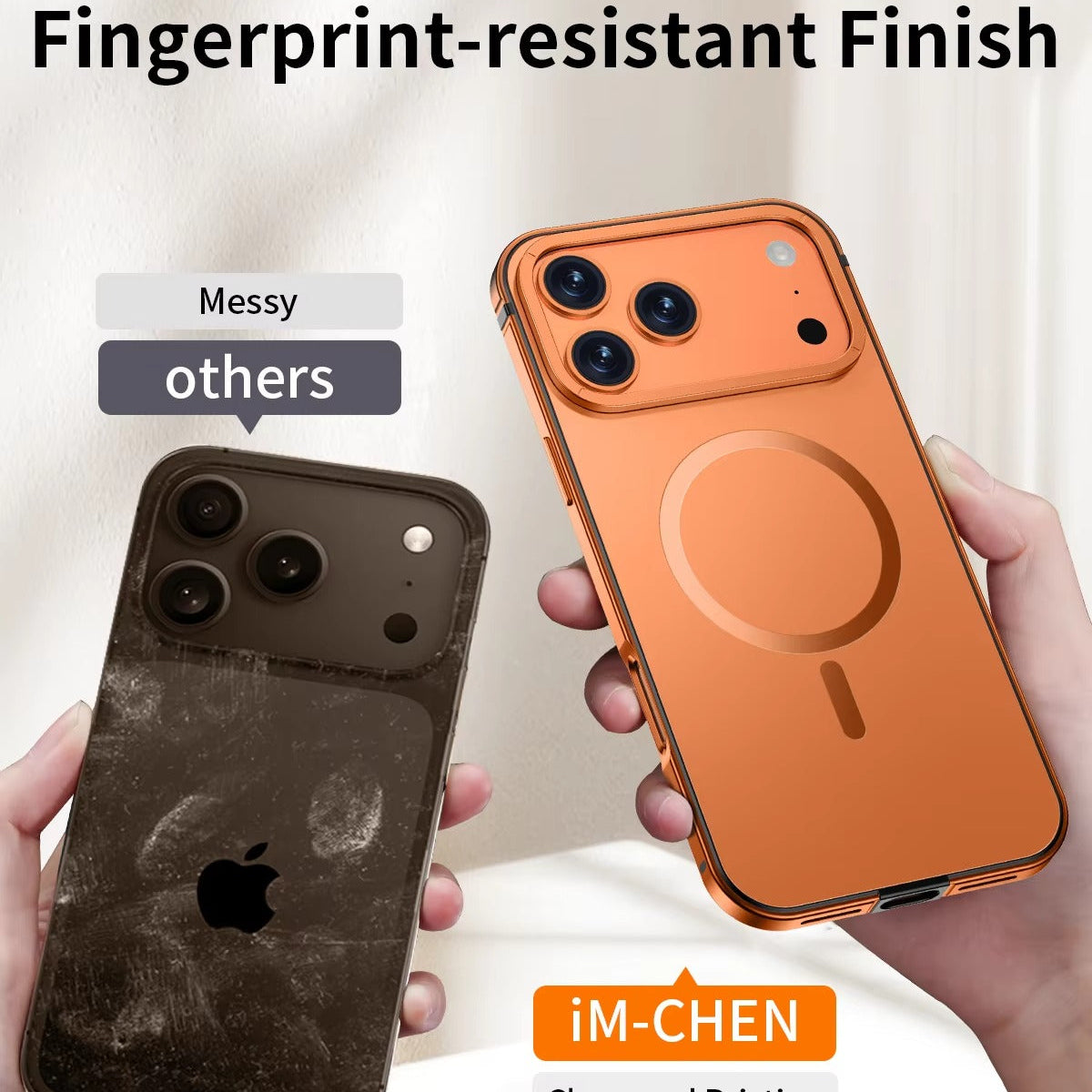 Premium iPhone Case — Orange Aluminum Alloy MagSafe Compatible Hard Shockproof Matte Cover with Magnetic Glass Protection, Anti-Scratch, Lightweight Design