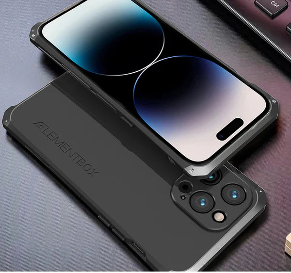 Premium iPhone Aluminum Metal Case — Anti-Collision Frame with Silicone Back Cover, Shockproof Slim Design, Water-Resistant Anti-Fingerprint Protection