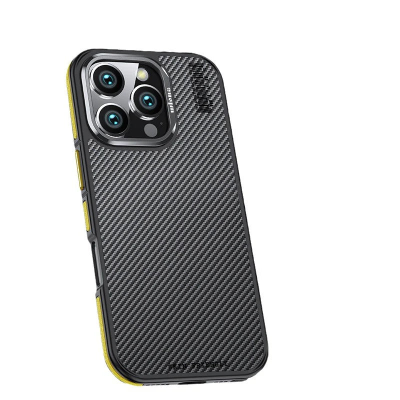 Premium iPhone Case Kevlar Carbon Fiber Cover — Magnetic Wireless Charging Compatible, Shockproof Heavy Duty Protection, Matte Anti-Fingerprint Design