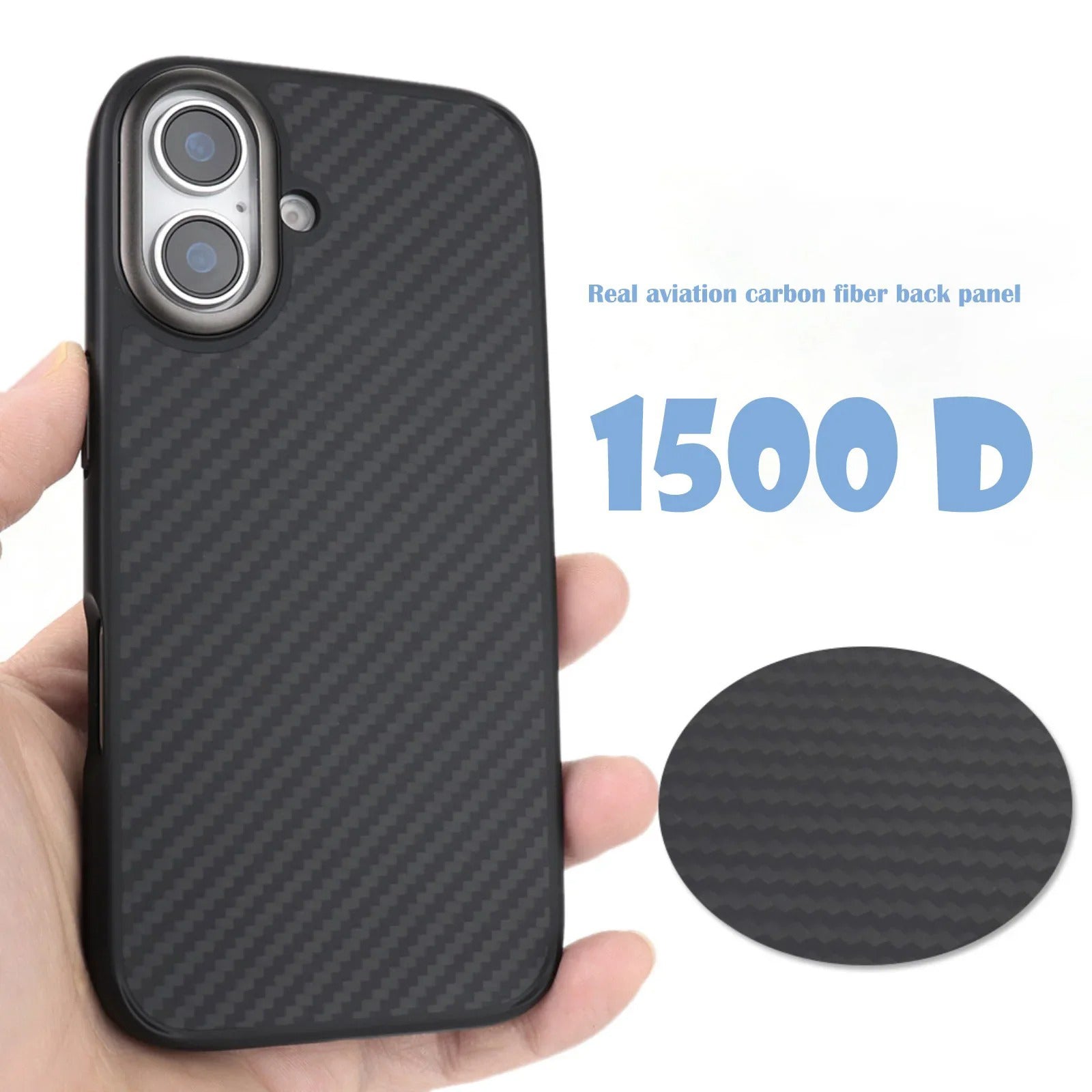 Premium iPhone Case — 1500D Aviation Carbon Fiber MagSafe Cover with Shockproof TPU Shell, Ultra-Lightweight High-Strength Protection