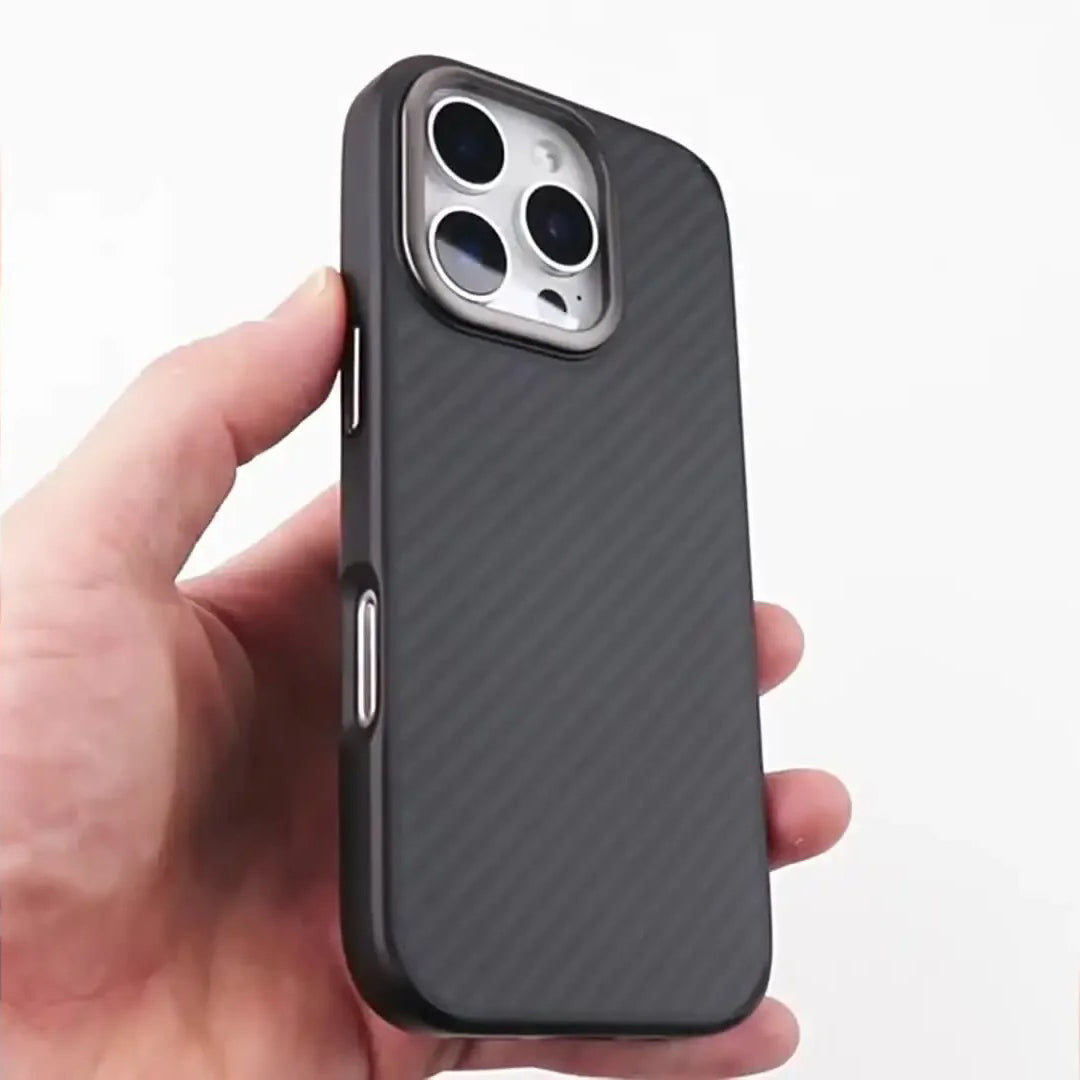 Premium iPhone Case — 1500D Aviation Carbon Fiber MagSafe Cover with Shockproof TPU Shell, Ultra-Lightweight High-Strength Protection