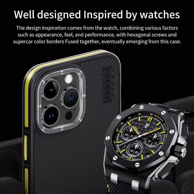 Premium iPhone Case — 600D Kevlar Series Magnetic Cover with Metal Camera Ring, Shockproof Half-Wrapped PC+TPU Design & MagSafe Compatibility