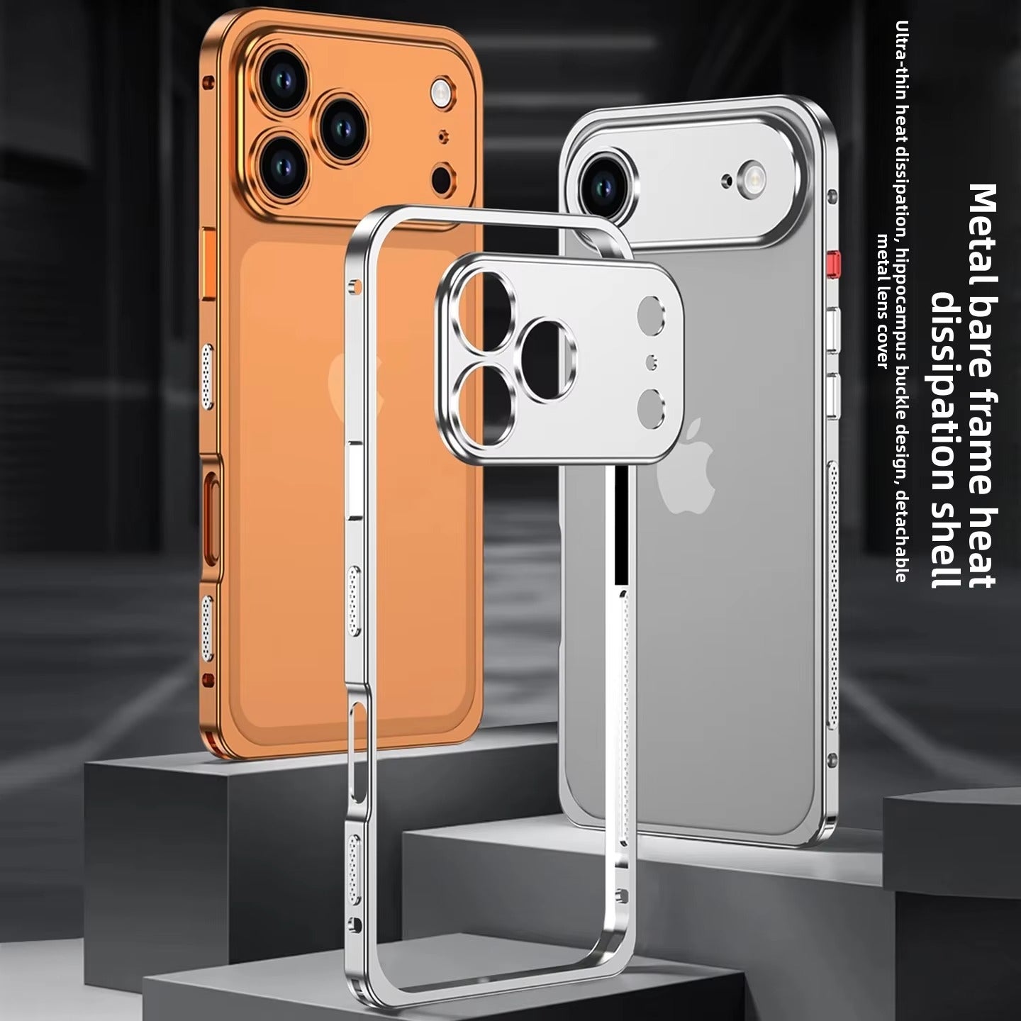 Premium iPhone Case — Aluminum Alloy Frame Cover with Heat-Dissipation Design and Shockproof Durable Metal Protection