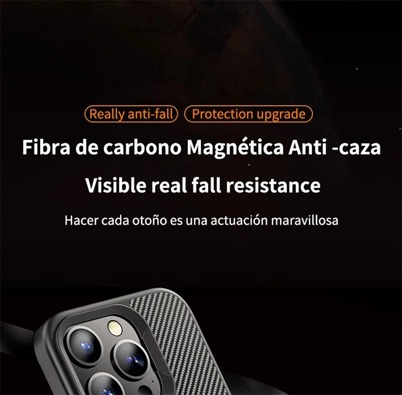 Premium iPhone Case — Carbon Fiber Full-Coverage Cover with Magnetic Stand, Removable Lens Protector, Anti-Fingerprint Shockproof PC+TPU Design & MagSafe Compatibility