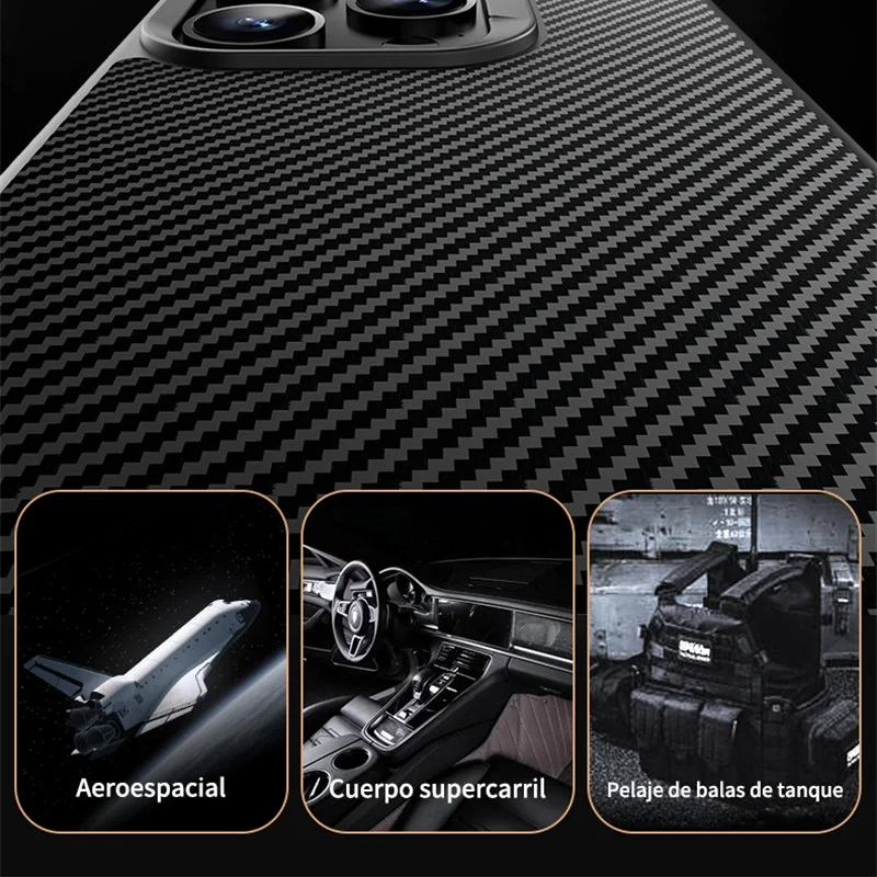 Premium iPhone Case — Carbon Fiber Full-Coverage Cover with Magnetic Stand, Removable Lens Protector, Anti-Fingerprint Shockproof PC+TPU Design & MagSafe Compatibility