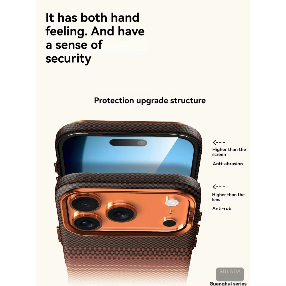 Premium iPhone Case — Carbon Fiber Pattern MagSafe Cover with Kevlar-Style Shockproof PC Hard Protection & Magnetic Alignment Design