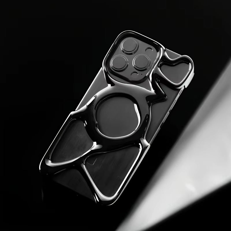 Premium iPhone Case — Hollow Electroplated Magnetic Cover with Shockproof Tough PC Design & Silver Plated Protective Frame