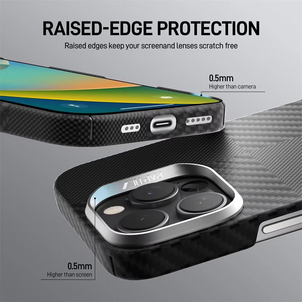 Premium iPhone Case — Kevlar Aramid Fiber MagSafe Cover with Military-Grade Drop Protection, Anti-Fingerprint Anti-Scratch Half-Wrapped Design & Wireless Charging Support
