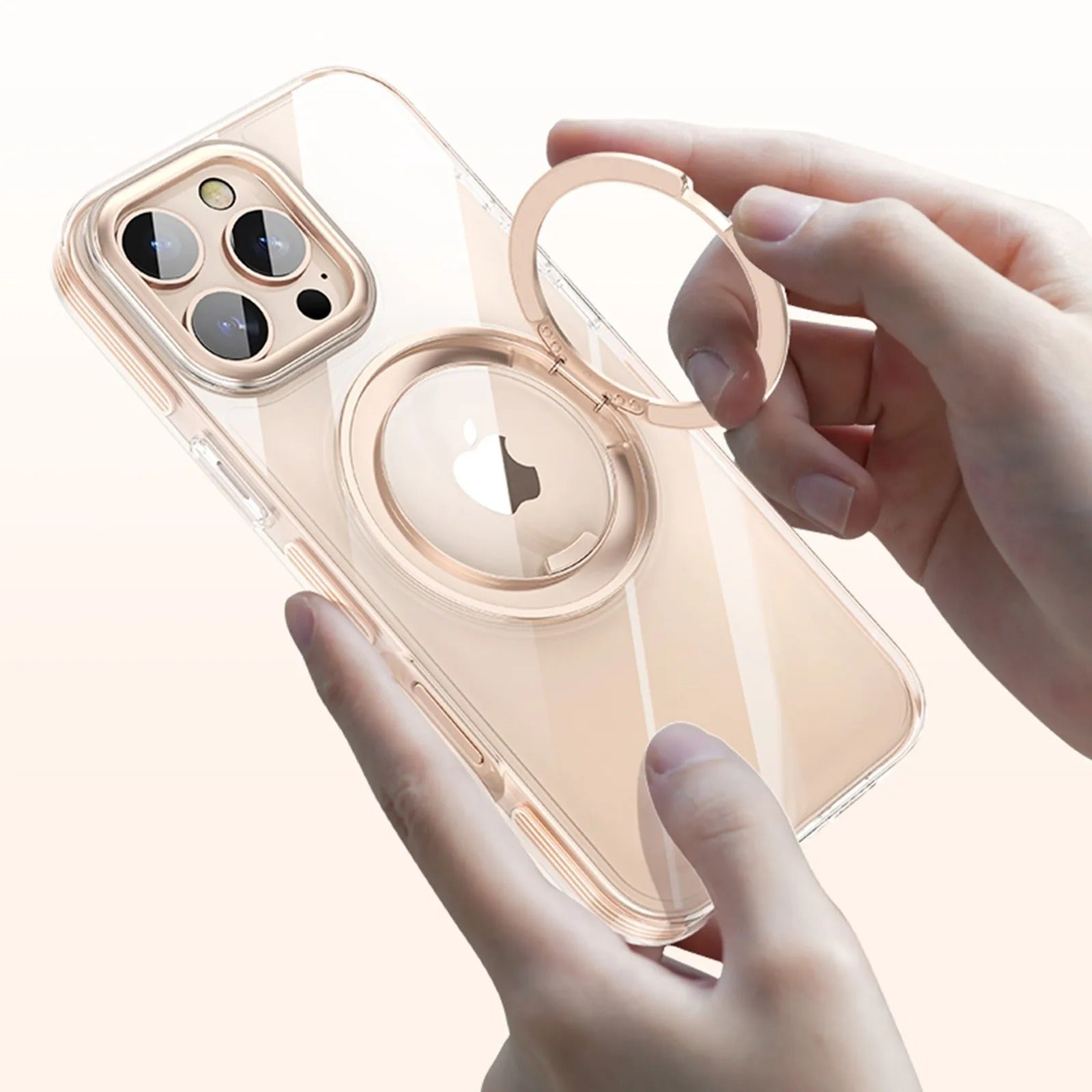 Premium iPhone Case — MagSafe Clear Protective Cover with 360° Ring Holder, Dustproof Design and Precise Fit Plastic Back Finish