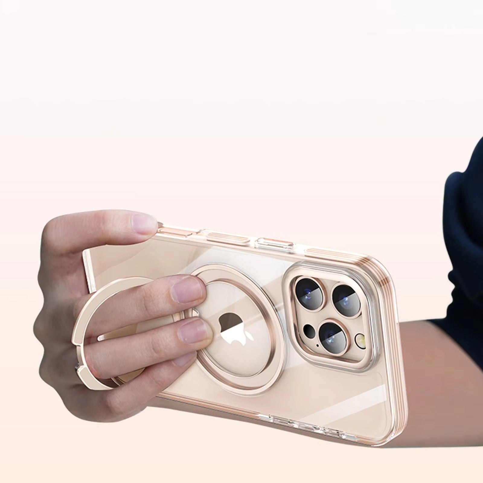 Premium iPhone Case — MagSafe Clear Protective Cover with 360° Ring Holder, Dustproof Design and Precise Fit Plastic Back Finish