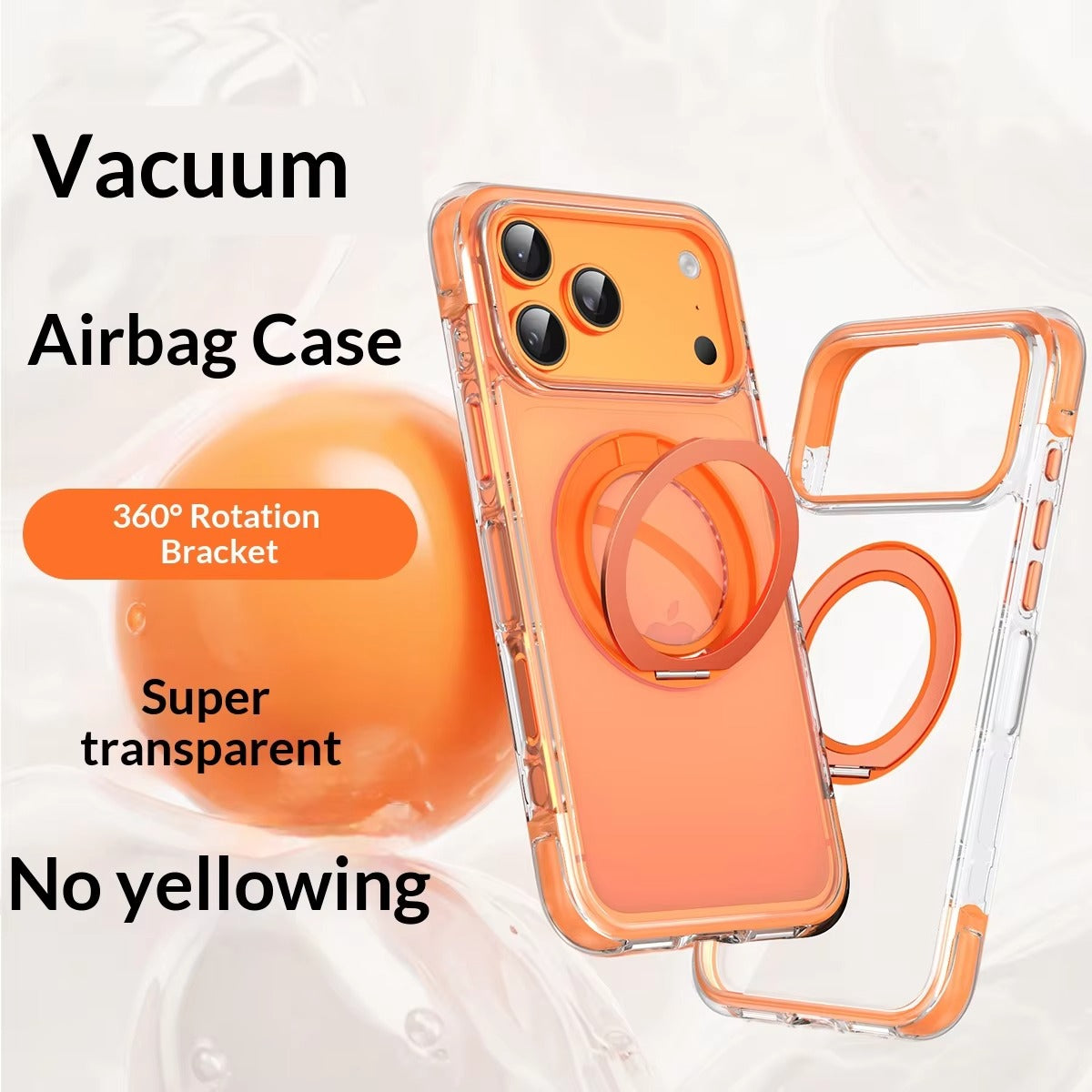 Premium iPhone Case — MagSafe Clear Protective Cover with 360° Ring Holder, Dustproof Design and Precise Fit Plastic Back Finish