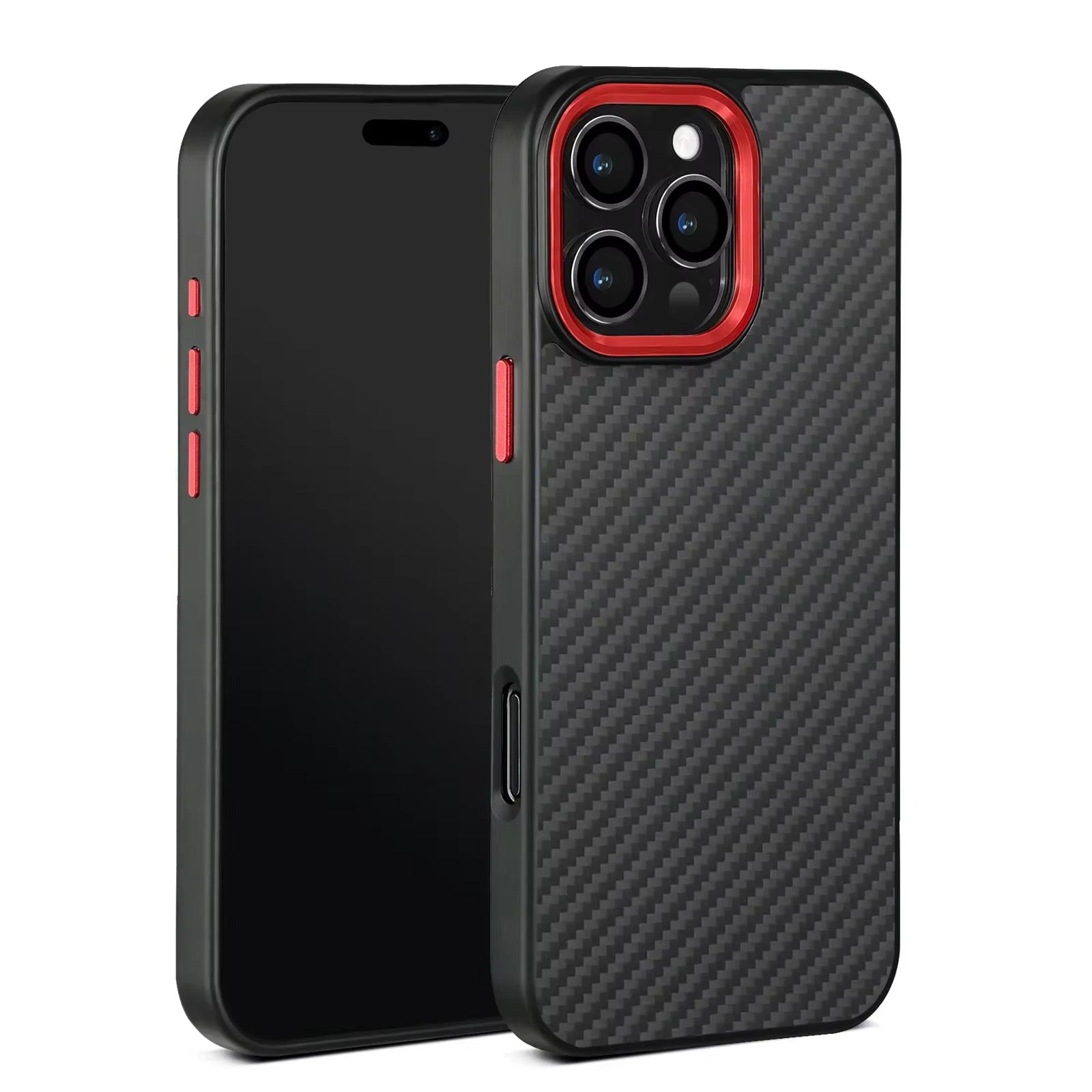 Premium iPhone Case — Metal Frame Carbon Fiber Aramid Armor Cover with Shockproof Full-Coverage Protection, Wireless Charging Support & Anti-Fingerprint Design