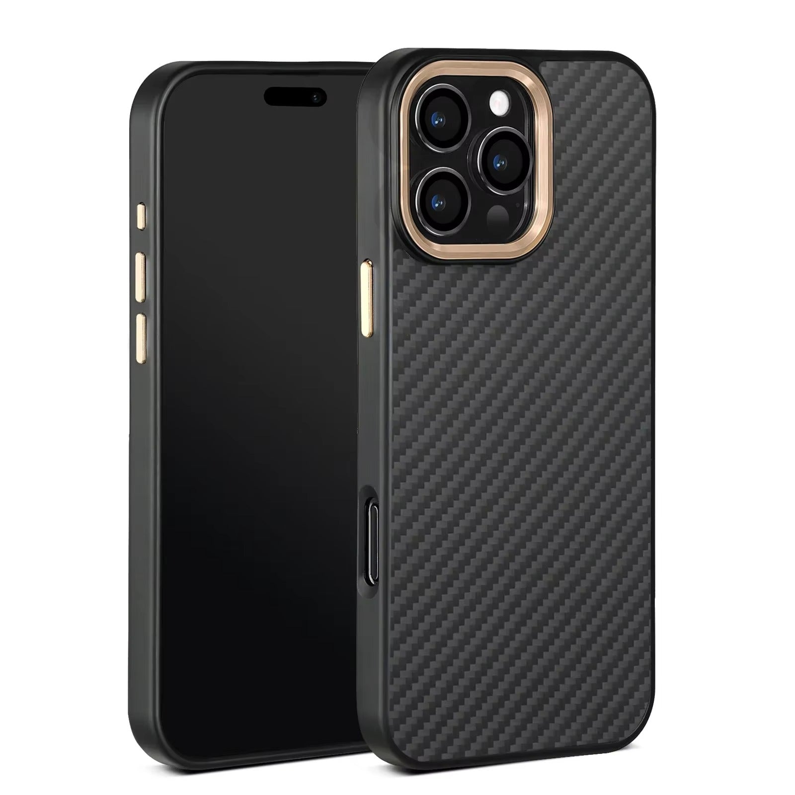 Premium iPhone Case — Metal Frame Carbon Fiber Aramid Armor Cover with Shockproof Full-Coverage Protection, Wireless Charging Support & Anti-Fingerprint Design