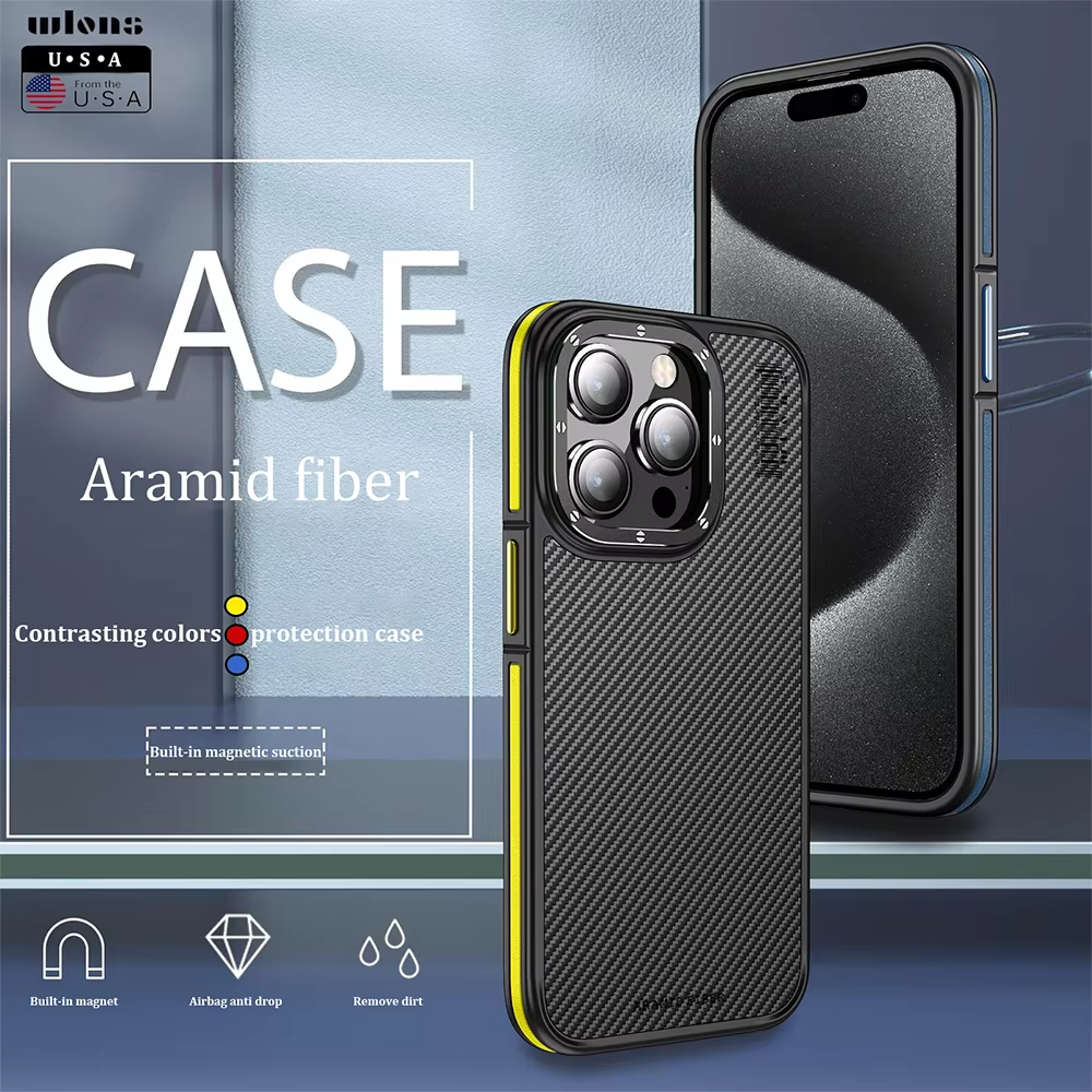 Premium iPhone Case — Real 600D Kevlar Aramid Fiber Half-Wrapped Cover with MagSafe Magnetic Wireless Charging, Shockproof Anti-Scratch Anti-Fingerprint Design