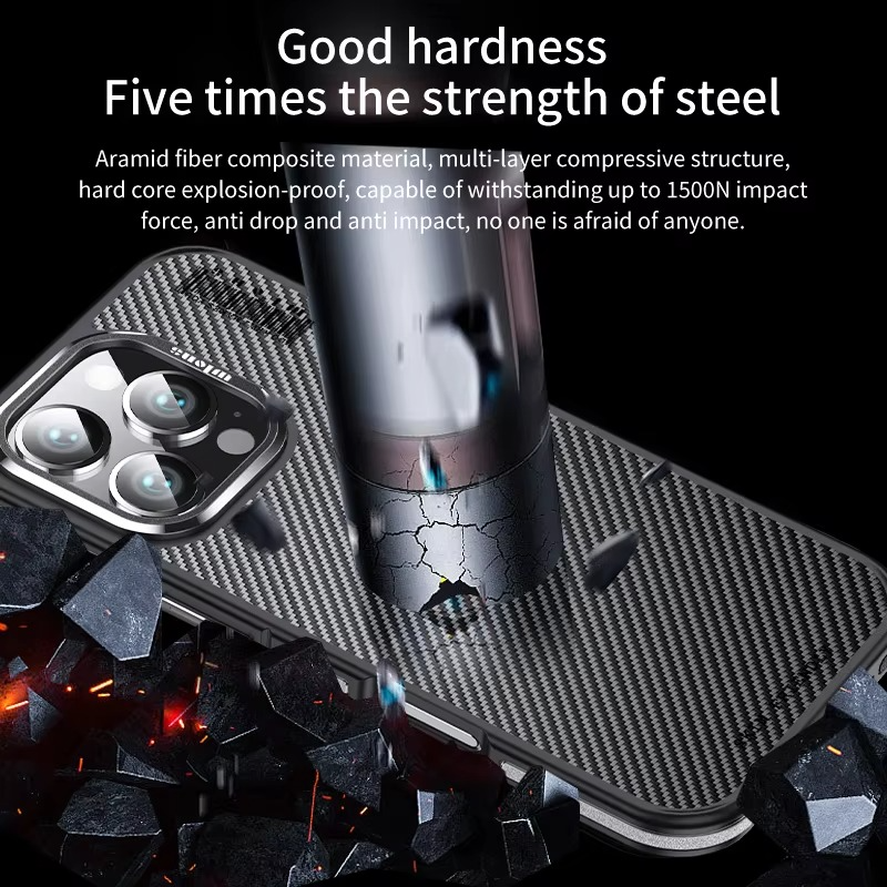 Premium iPhone Case — Real 600D Kevlar Aramid Fiber Half-Wrapped Cover with MagSafe Magnetic Wireless Charging, Shockproof Anti-Scratch Anti-Fingerprint Design