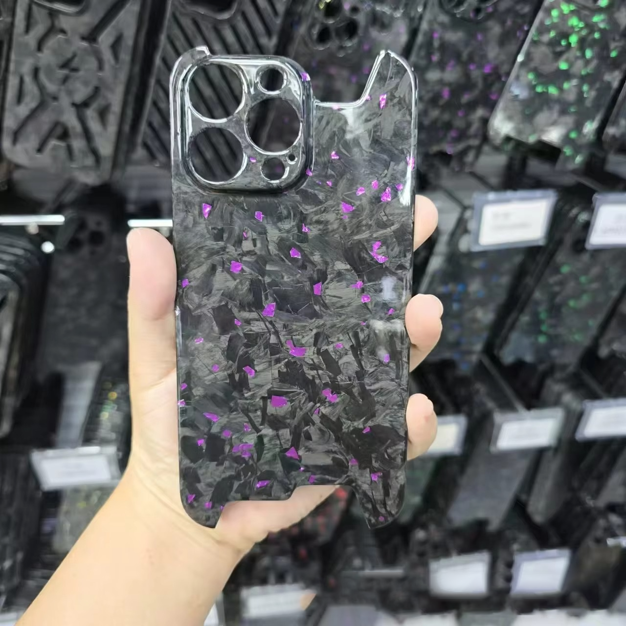 Premium iPhone Case — Real Glossy Forged Carbon Fiber Ultra-Thin Lightweight Cover with Slim Half-Wrapped Protective Design