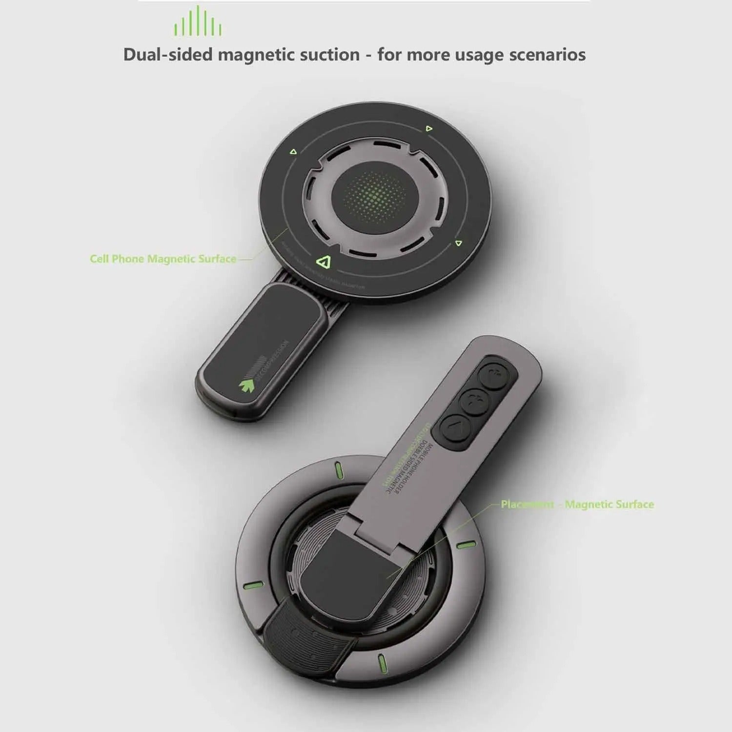 Premium iPhone MagSafe Phone Grip Stand, 3-in-1 Magnetic Finger Ring Holder with Double-Sided Aluminum Design for Secure Grip & Hands-Free Viewing