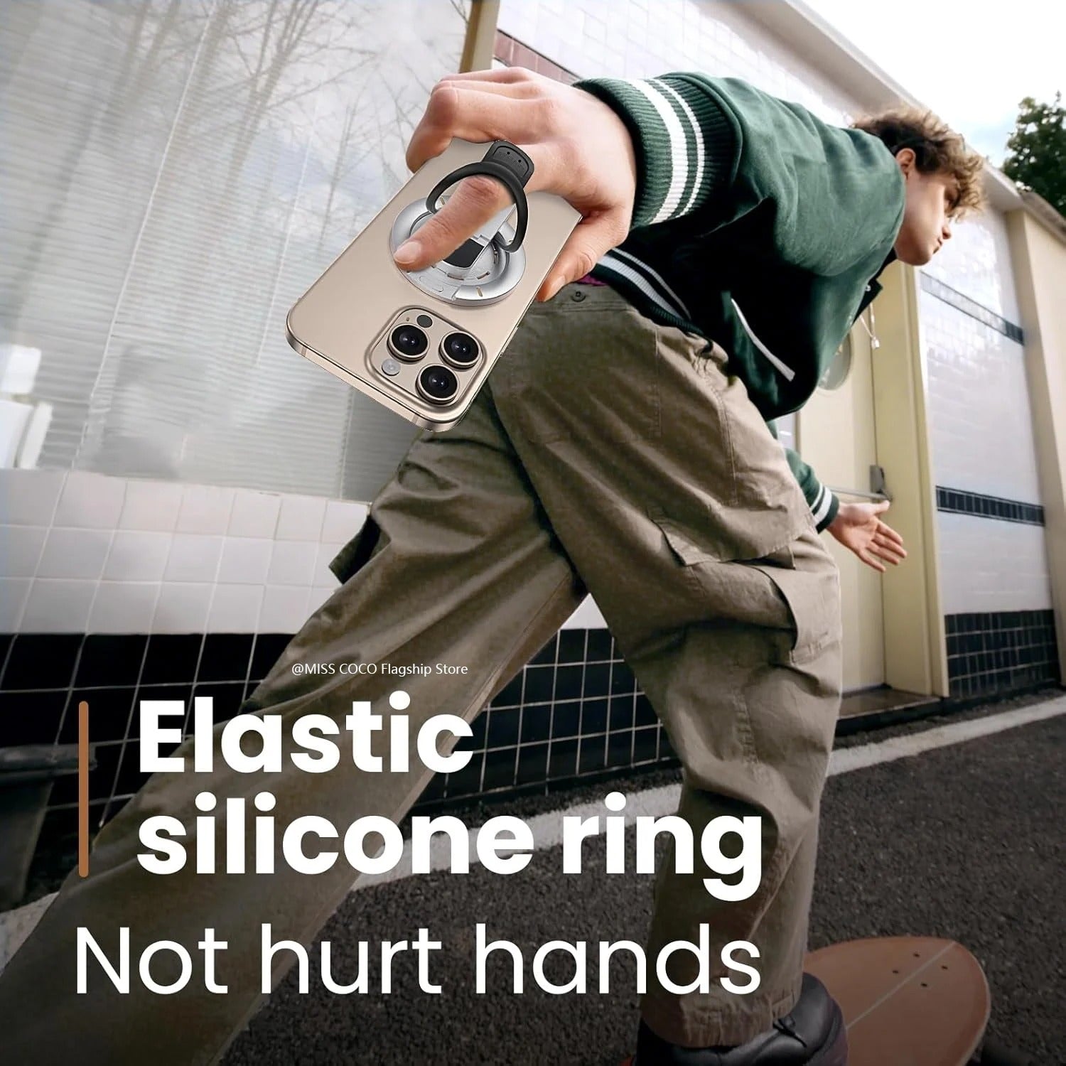 Premium iPhone MagSafe Phone Grip Stand, 3-in-1 Magnetic Finger Ring Holder with Double-Sided Aluminum Design for Secure Grip & Hands-Free Viewing