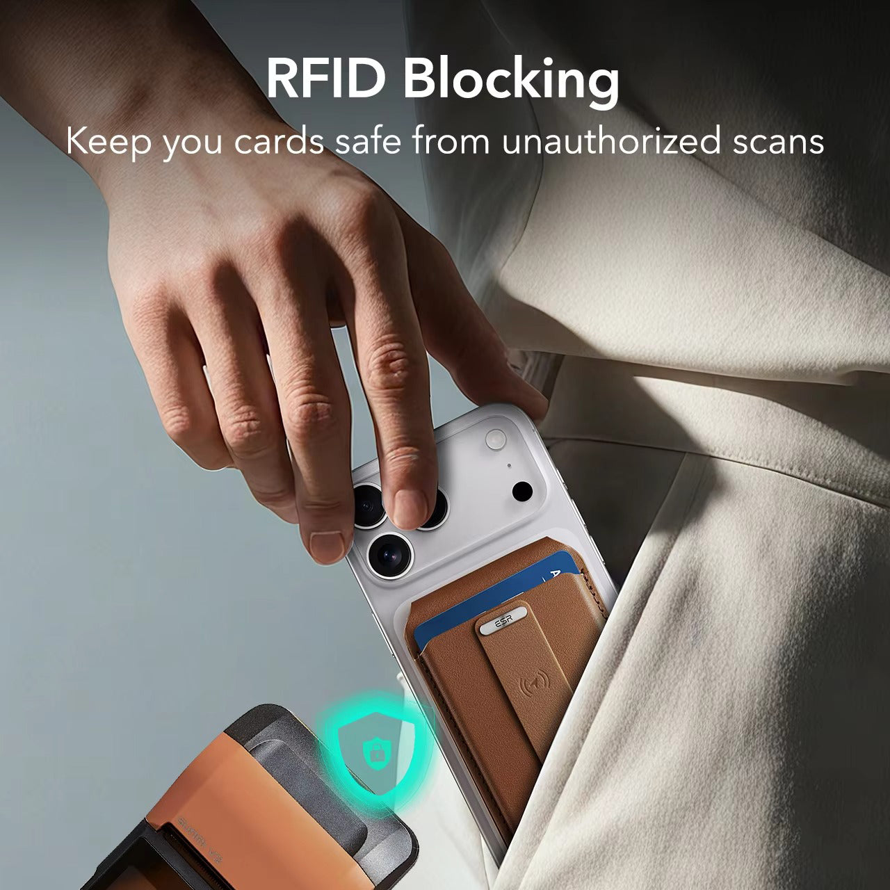 Premium iPhone Magnetic RFID Wallet Card Holder, MagSafe-Compatible Slim Vegan Leather Wallet with Secure Storage