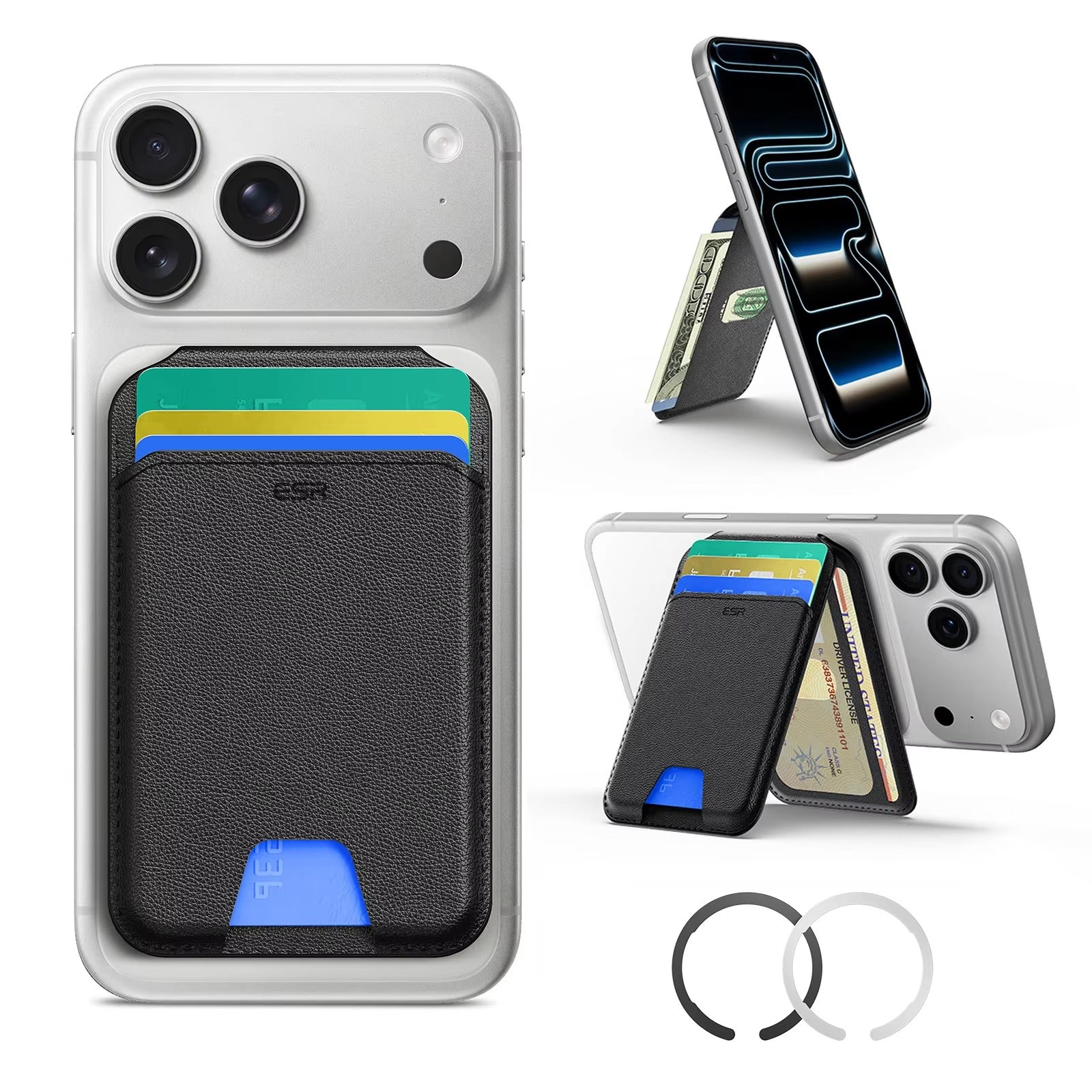 Premium iPhone Magnetic RFID Wallet Card Holder, MagSafe-Compatible Slim Vegan Leather Wallet with Secure Storage