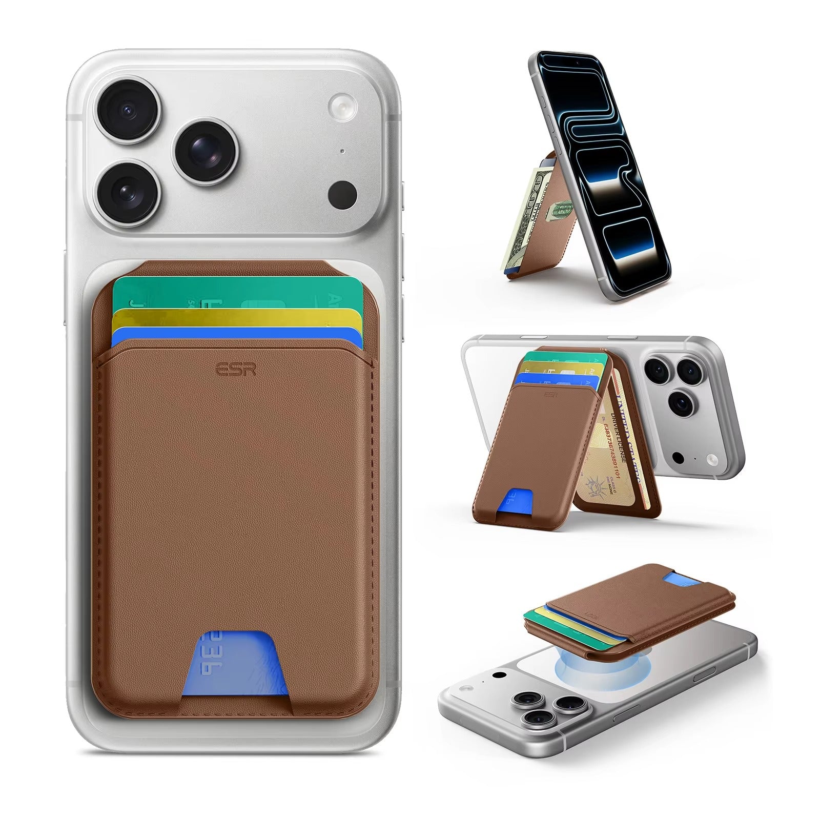 Premium iPhone Magnetic RFID Wallet Card Holder, MagSafe-Compatible Slim Vegan Leather Wallet with Secure Storage