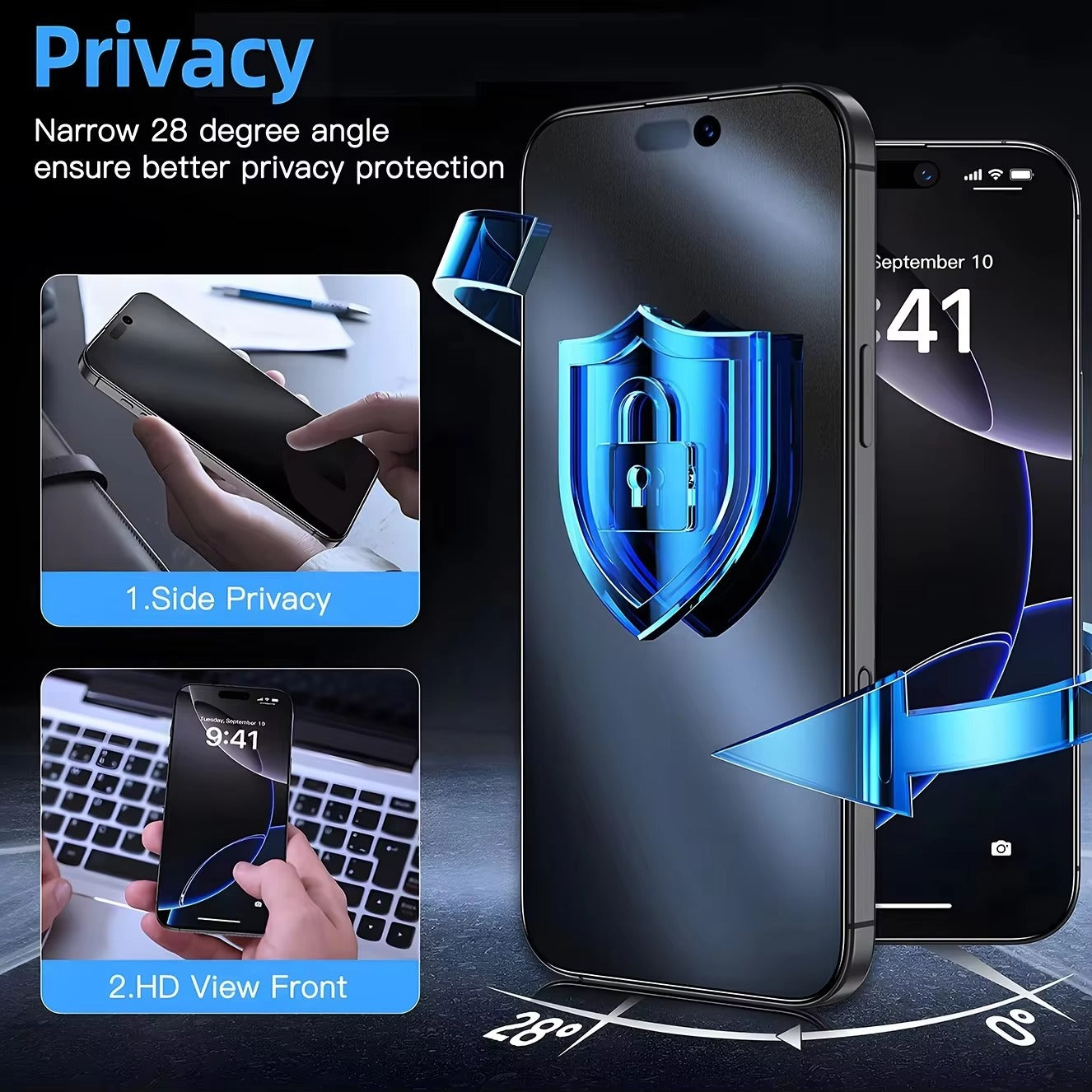 Premium iPhone Matte Privacy Screen Protector – Oleophobic Tempered Glass with Anti-Spy Protection, Anti-Fingerprint, Anti-Scratch & Shatter-Resistant HD Glass