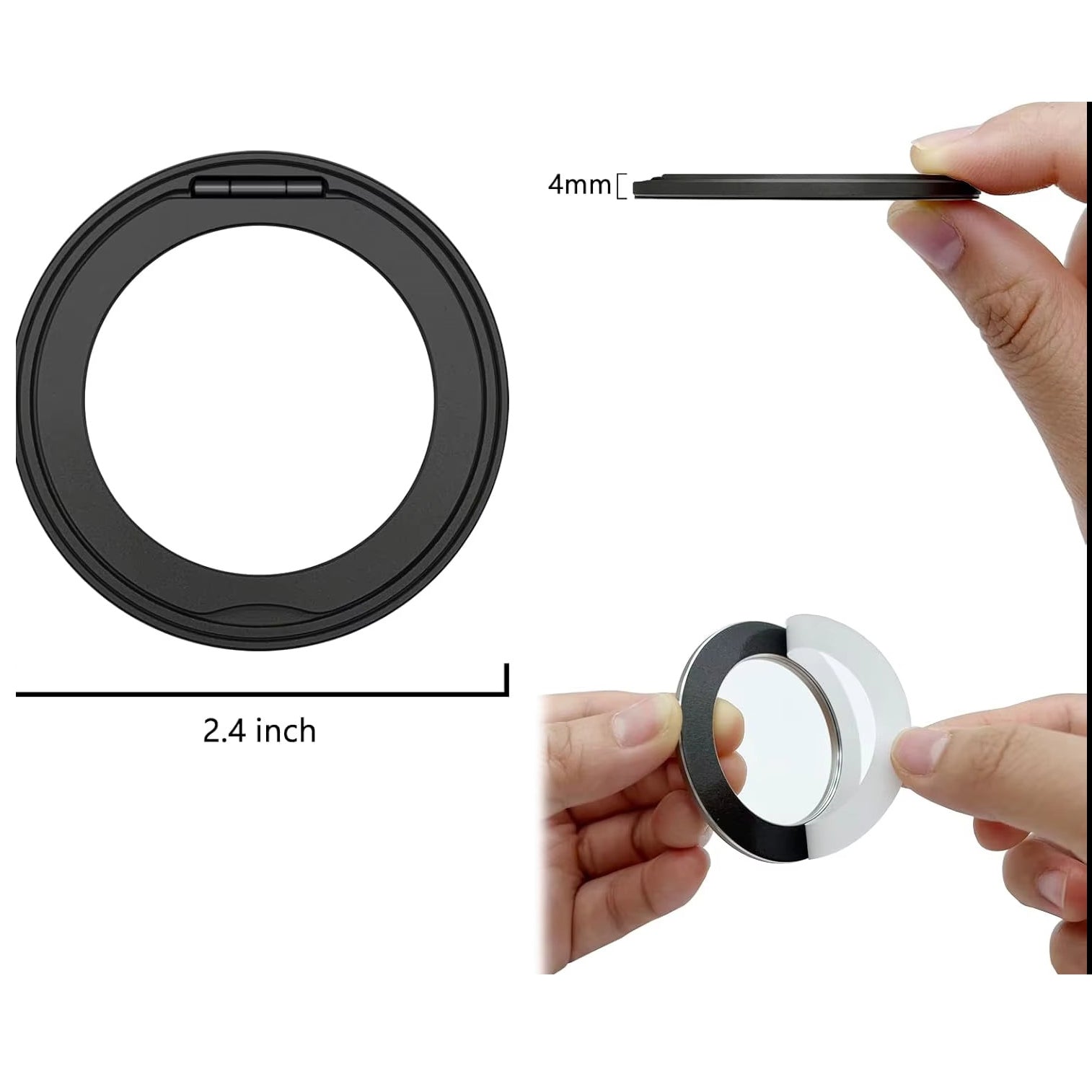 Refined iPhone Magnetic Ring Phone Holder, Slim Aluminum Metal Grip with 360° Rotation, Multi-Angle Stand & Secure MagSafe Hold