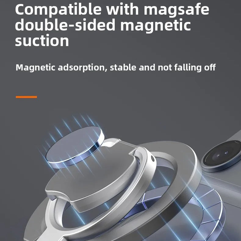 Rugged MagSafe Double-Sided Magnetic Phone Ring Stand, Aluminum Kickstand Grip with Strong Hold for Car, Gym & Desk Use