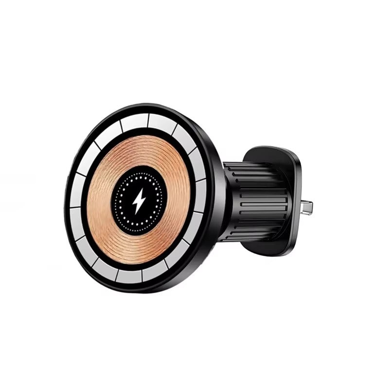 Rugged Magnetic Car Wireless Charger Stand, 15W Fast-Charge Metal Mount with 360° Rotation and Foldable Design