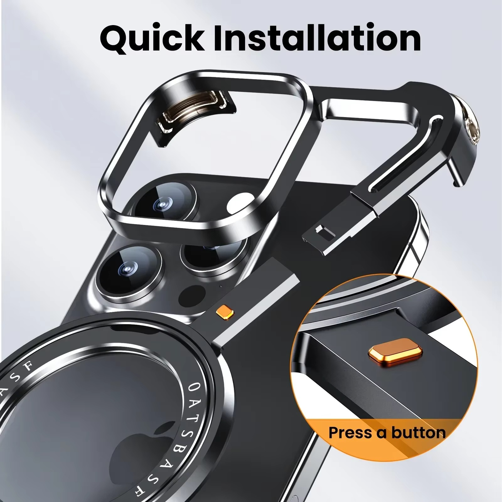 Rugged iPhone Case — Z-Shape Metal Shockproof Bumper with 360° Rotating Ring Holder, Magnetic, Wireless-Charging Compatible, Non-Slip Full Coverage