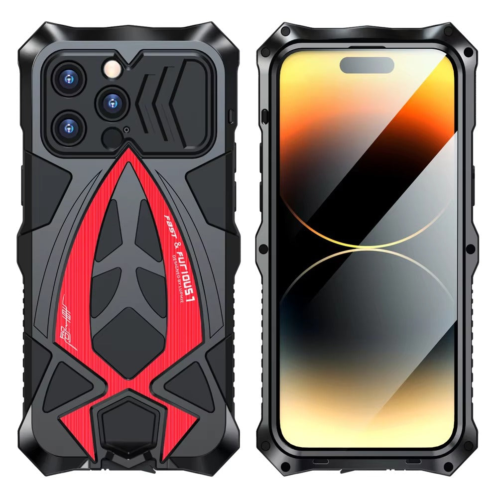 Rugged iPhone Case 360° Full Coverage Metal Armor — Heavy Duty Protective Bumper Frame, Shockproof Design, All-Round Drop and Scratch Protection