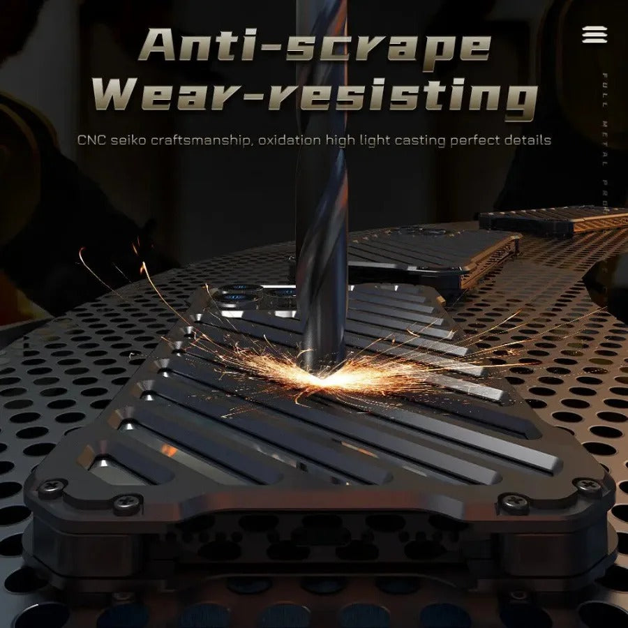 Rugged iPhone Case — Aluminum Alloy Heat-Dissipation Armor Cover with Shockproof Heavy-Duty Full-Coverage Metal Design