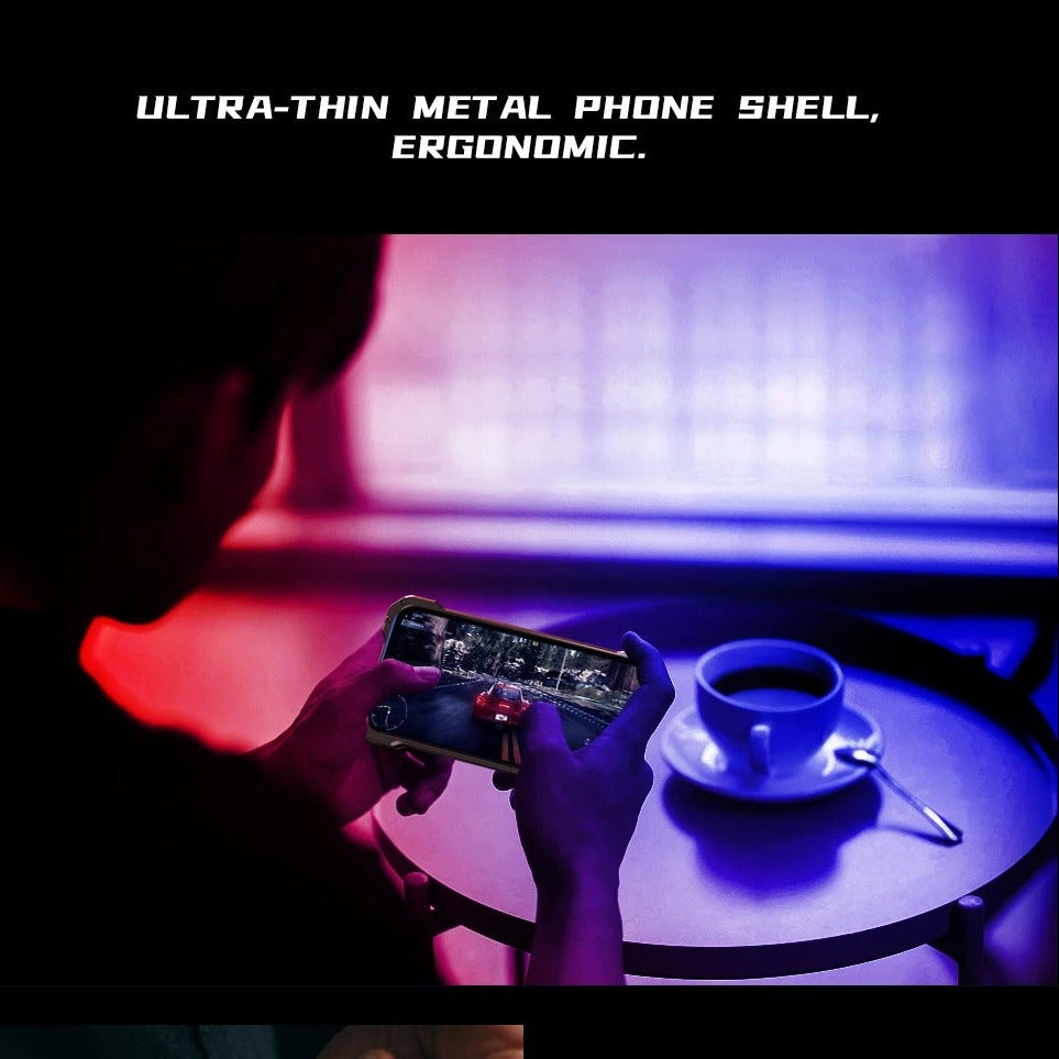 Rugged iPhone Case — Aluminum Armor Bumper with 3D Camera Lens Protective Frame, Shockproof Metal Gear Design & Transparent Hard Cover