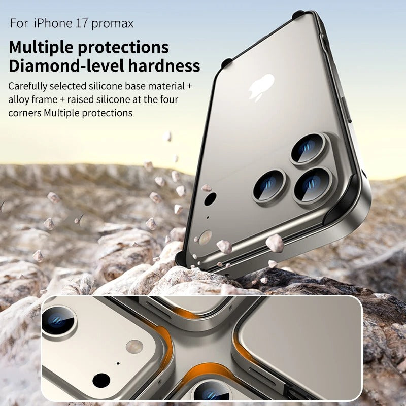 Rugged iPhone Case — Aluminum Metal Frame Bumper Cover with Silicone Protection and Shockproof Durable Design
