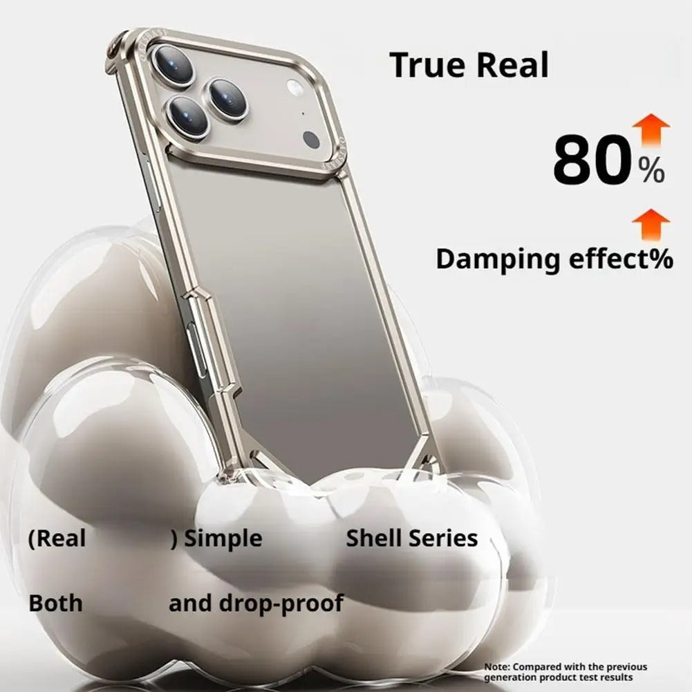 Rugged iPhone Case — Aviation Aluminum Frameless Metal Bumper with Heat-Dissipation Shell, Shockproof Drop-Resistant Protection & Lightweight Open-Frame Design