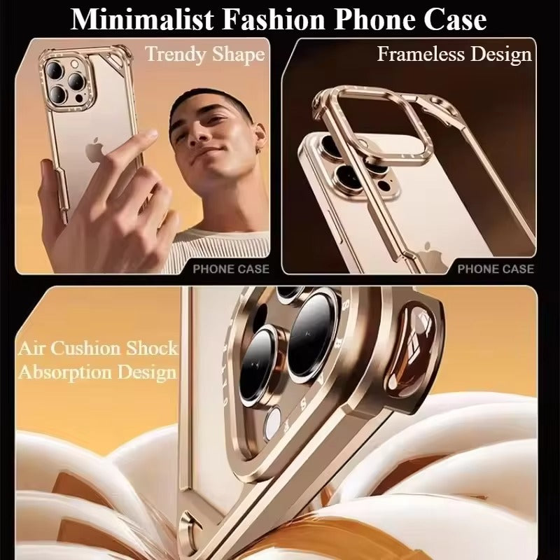 Rugged iPhone Case — Aviation Aluminum Frameless Metal Bumper with Heat-Dissipation Shell, Shockproof Drop-Resistant Protection & Lightweight Open-Frame Design